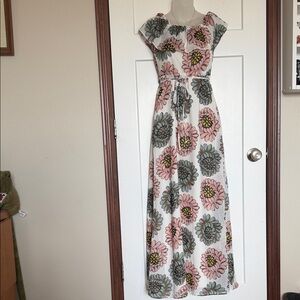 LOFT Floral Maxi Dress in Pink and Gray